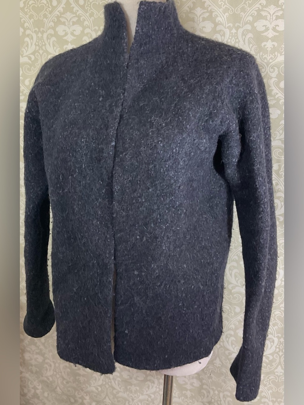 Eileen Fisher Women’s Blue Gray Open Front Cardigan Medium Alpaca Wool Silk